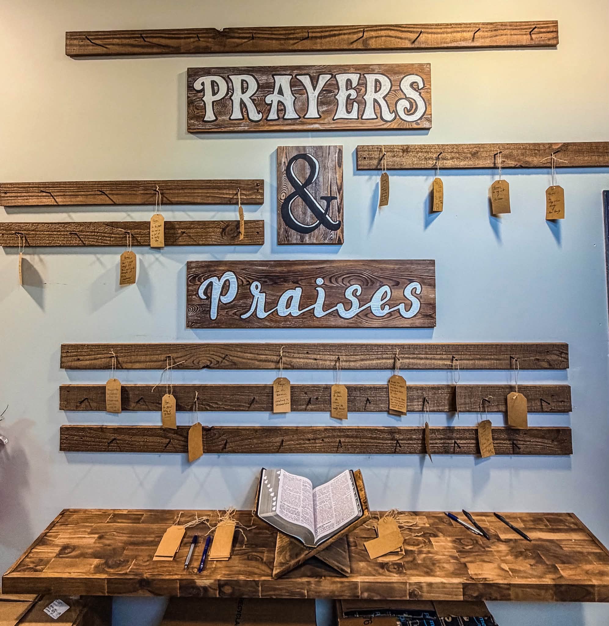Prayers and Praises wall at The Dwelling Place
